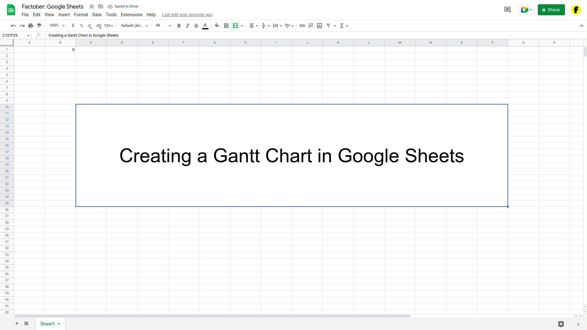 Creating a Gantt Chart in Google Sheets